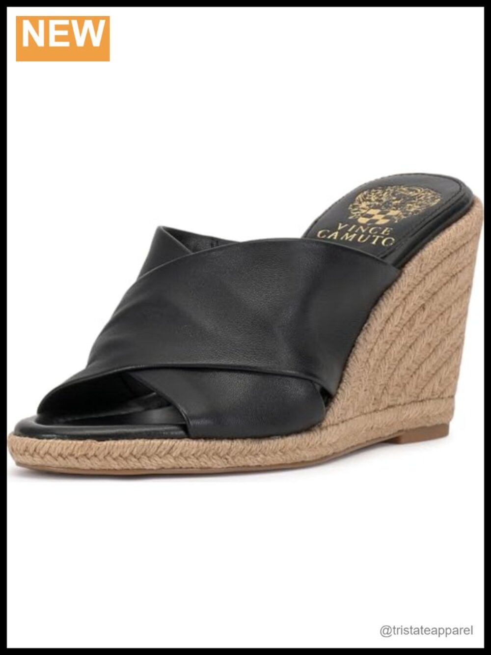 Vince Camuto Fisella Cross Band Espadrille Wedge Sandals Leather Open Toe Slip